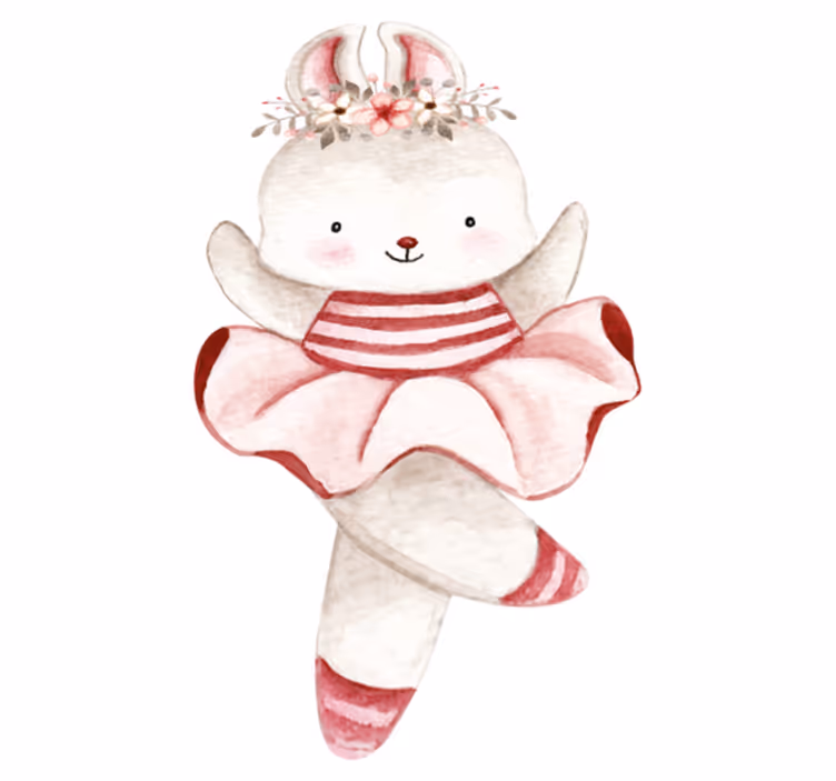 Vinyl teppich kinder ballerina hase in rosen - TenStickers