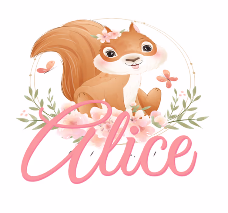 Vinyl teppich kinder süßes eichhörnchen mit name - TenStickers