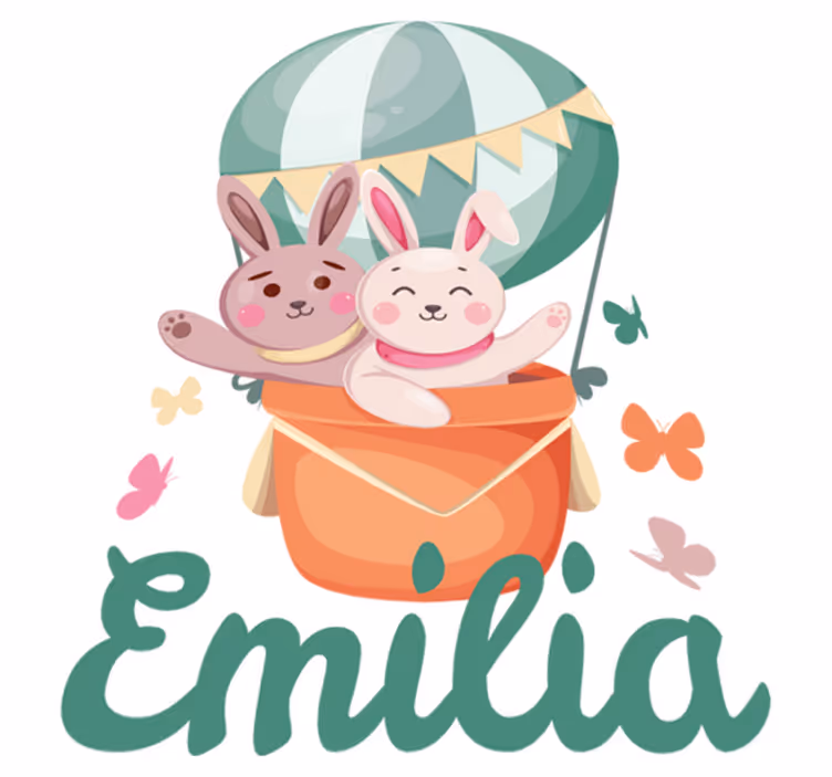 Vinyl teppich kinder mit individuellen ballonhasen - TenStickers