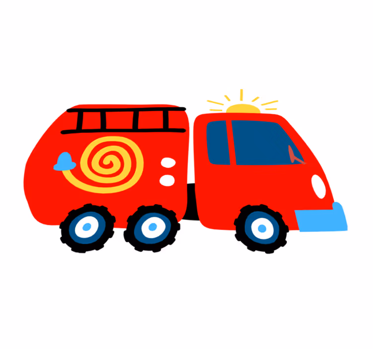 Vinyl teppich kinder verspieltes rotes fahrzeug - TenStickers