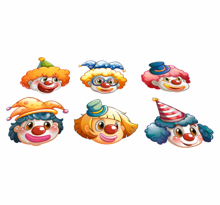 Vinyl teppich kinder mit bunten clownsgesichtern - TenStickers