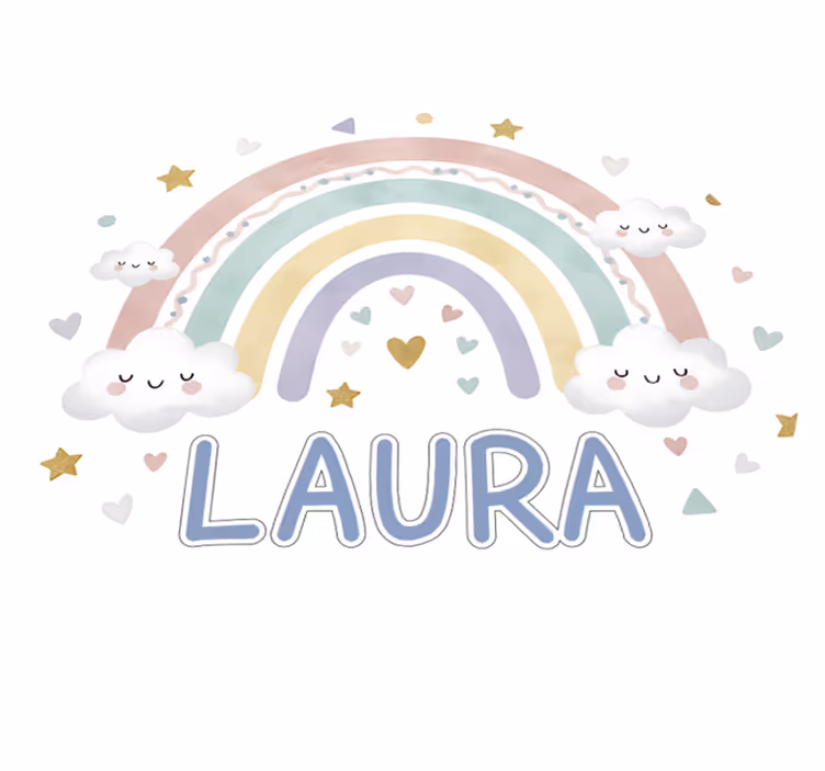 Vinyl teppich kinder regenbogen mit namen - TenStickers
