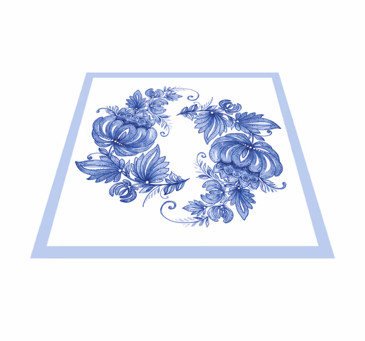 Vinyl teppich bad mit blau-weißer horezu-ornamentik - TenStickers