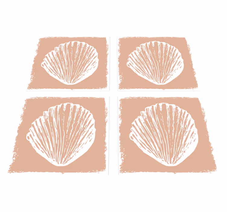 Vinyl teppich bad mit retro muschel-muster beige - TenStickers