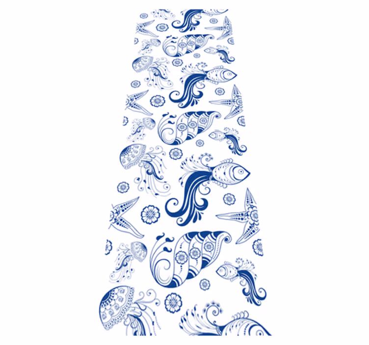 Vinyl teppich bad mit ornamentalen meereslebewesen - TenStickers