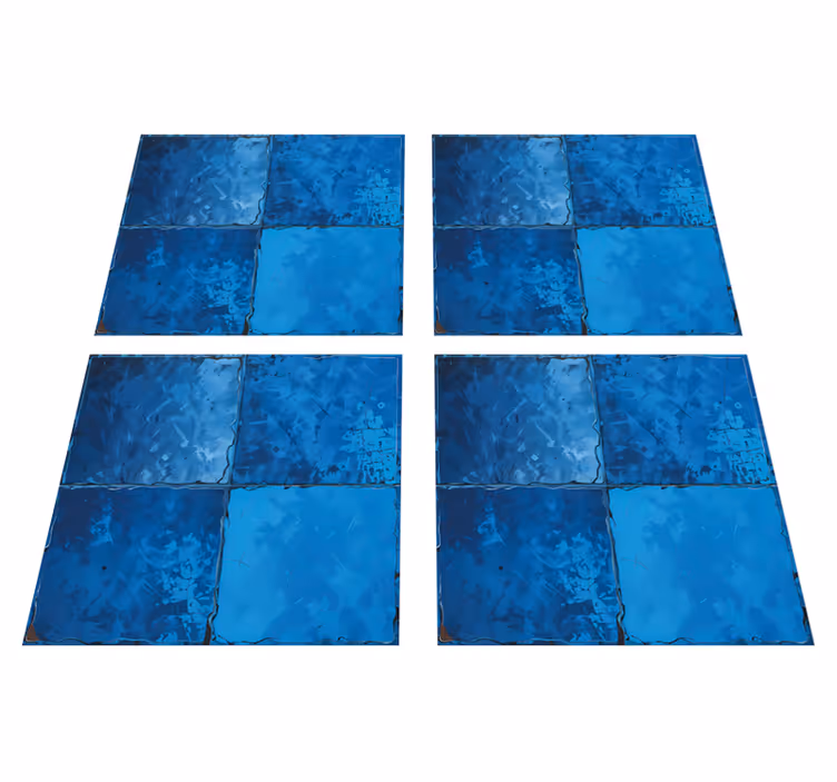 Vinyl teppich bad mit marineblauem quadratmotiv - TenStickers
