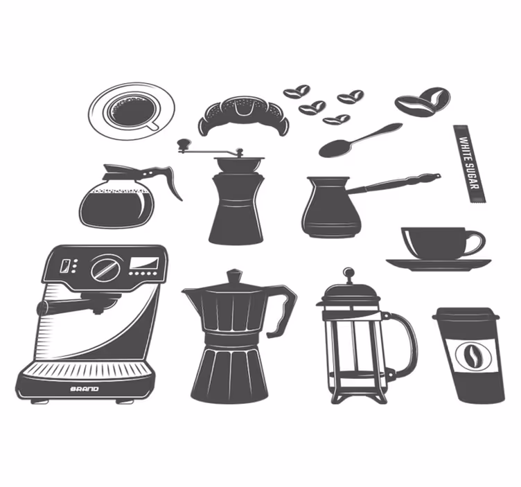 Vinyl teppich küche kaffee set menü - TenStickers