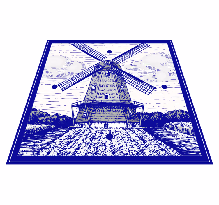Vinyl teppich küche delfter blau - TenStickers