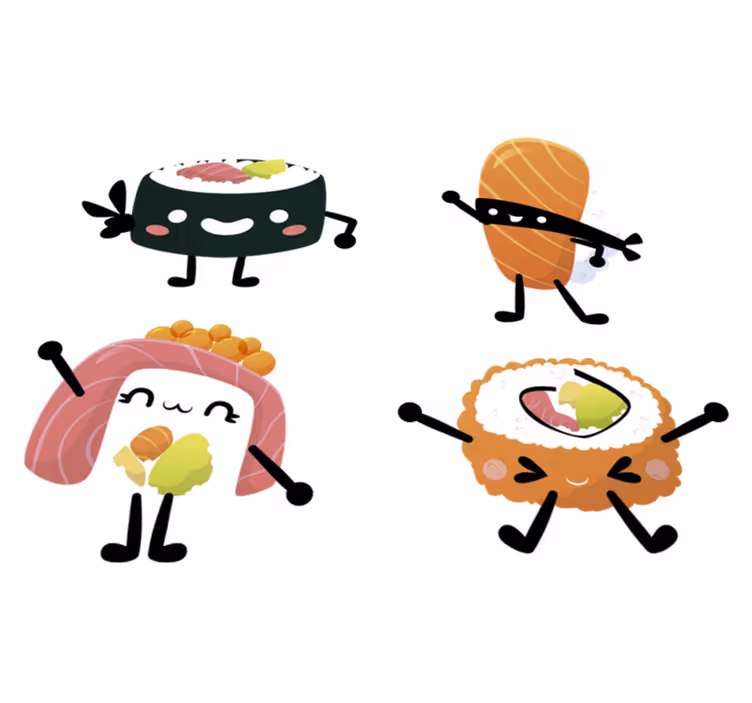 Vinyl teppich küche mit kawaii sushi design - TenStickers