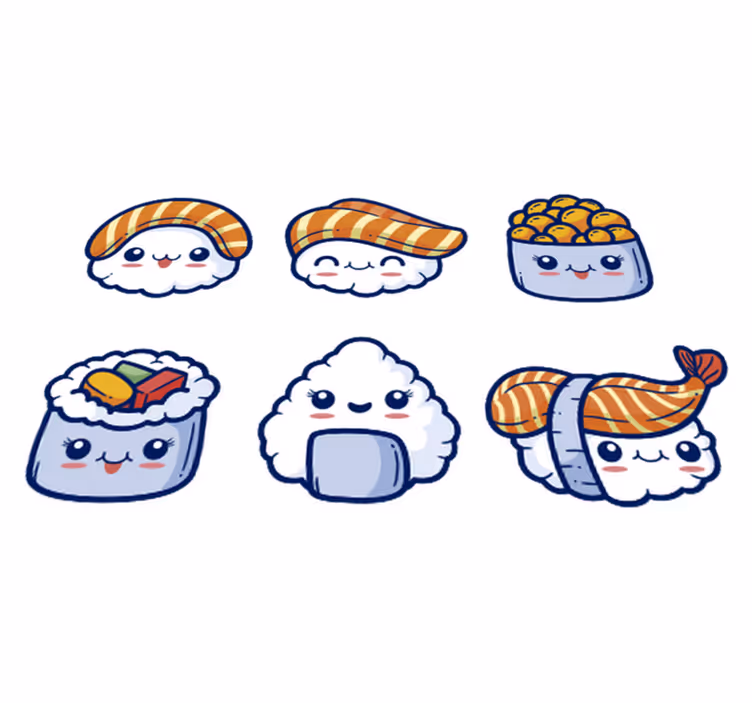 Vinyl teppich küche mit niedlichen sushi-motiven - TenStickers