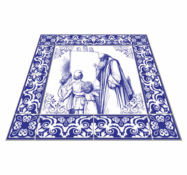 Vinyl teppich küche blaues delfter muster - TenStickers