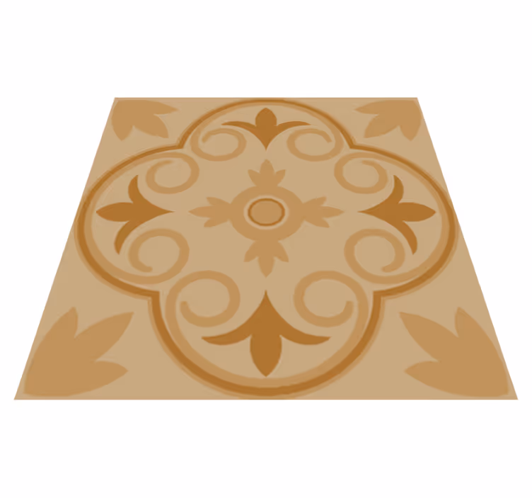 Vinyl teppich küche mit beigem vintage blumenmuster - TenStickers