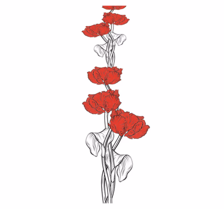 Vinyl teppich schlafzimmer mit rotem tulpenmuster - TenStickers