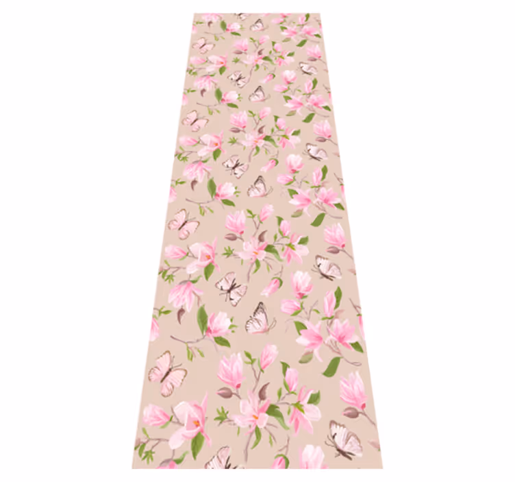 Vinyl teppich schlafzimmer mit pinkem magnolien-design - TenStickers