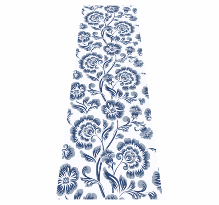 Vinyl teppich schlafzimmer mit blauem blumenmuster - TenStickers