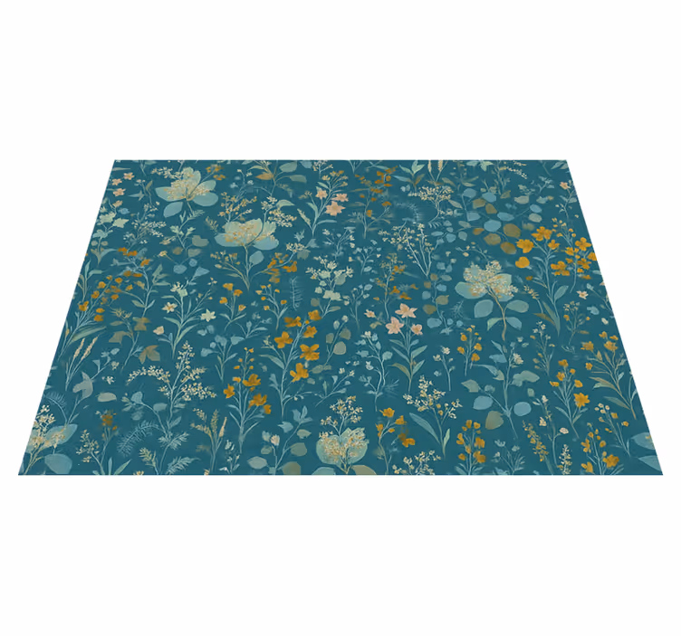 Vinyl teppich schlafzimmer im blauen vintage blumenmuster - TenStickers
