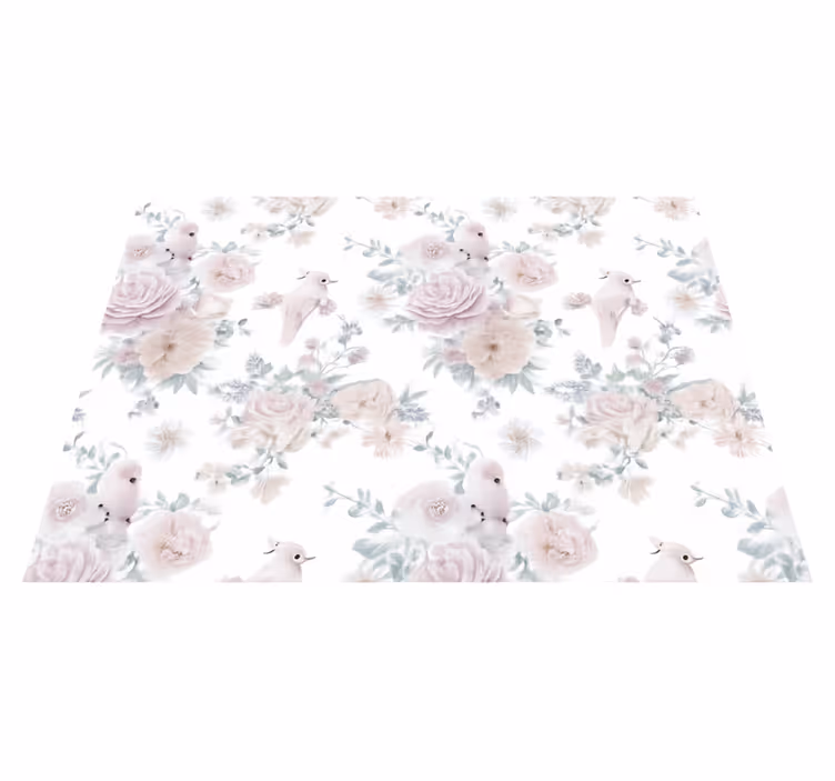 Vinyl teppich schlafzimmer grau elegantes blumendesign - TenStickers