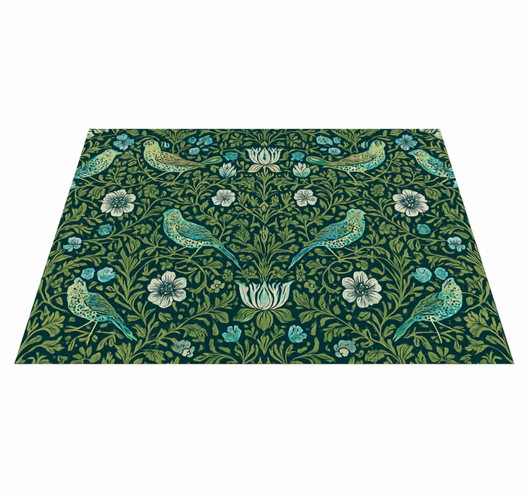 Vinyl teppich schlafzimmer mit floralen vögeln - TenStickers