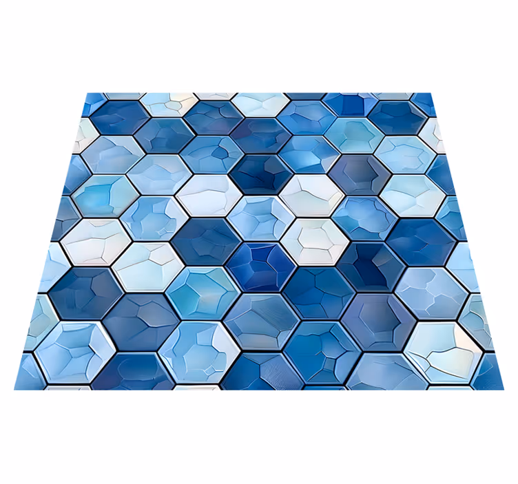 Vinyl teppich büro mit blauen fliesenoptik - TenStickers