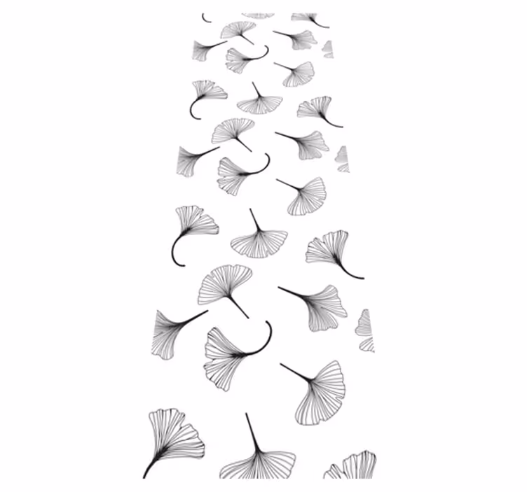 Vinyl teppich büro ginkgo blätter schwarz muster - TenStickers