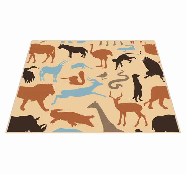 Vinyl teppich schlafzimmer silhouetten von safari tieren - TenStickers