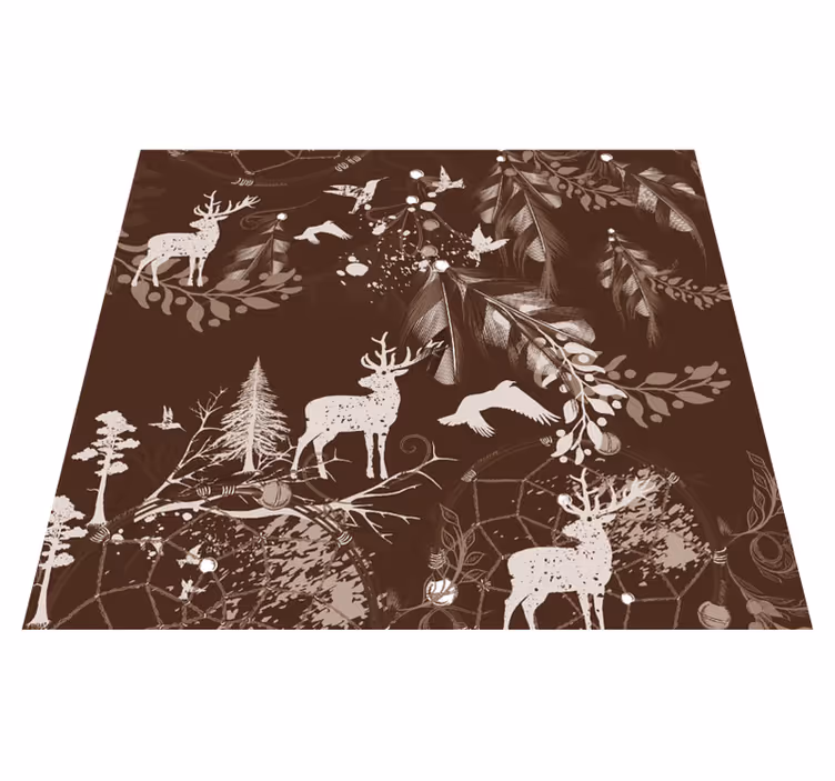 Vinyl teppich schlafzimmer mit dekorativem reh - TenStickers
