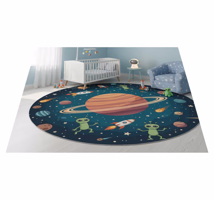Vinyl teppich schlafzimmer mit lustigen aliens rund - TenStickers