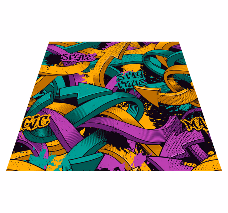Vinyl teppich schlafzimmer mit realistischer graffiti-wand - TenStickers