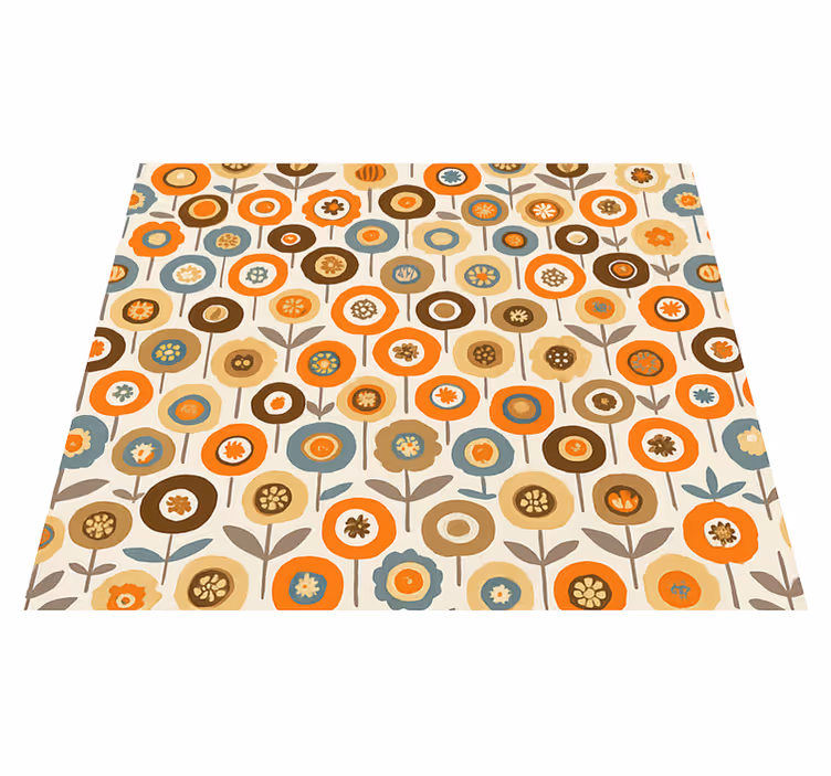 Vinyl teppich nordisch mit bunten vintage blumen - TenStickers