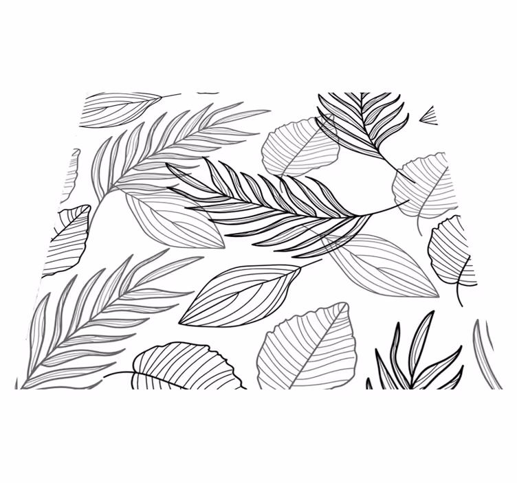Vinyl teppich natur mit schwarz-weißem blattdesign - TenStickers