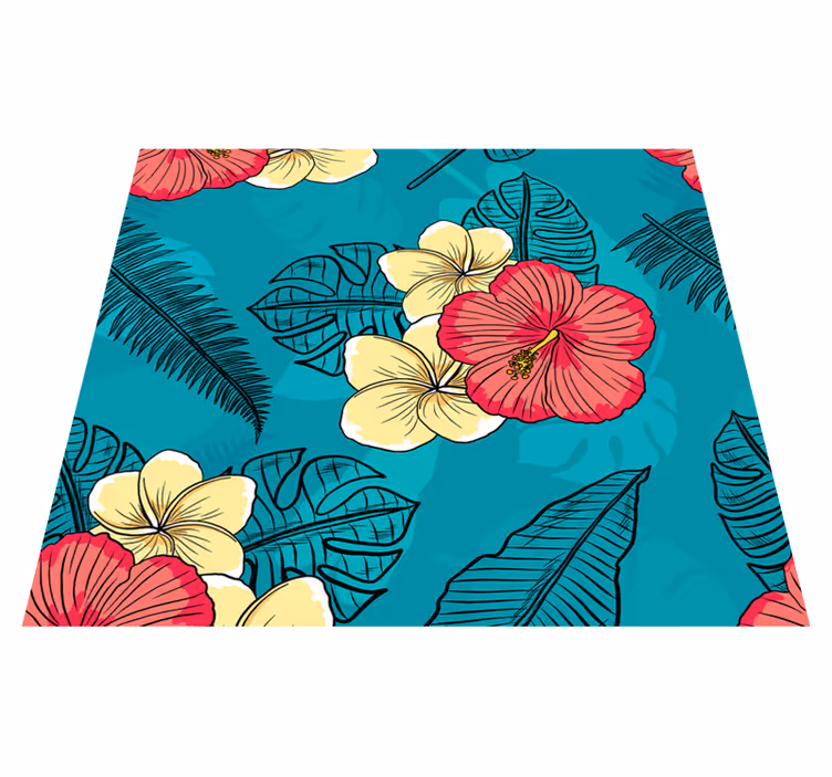 Vinyl teppich natur mit hawaiianischen blumen - TenStickers