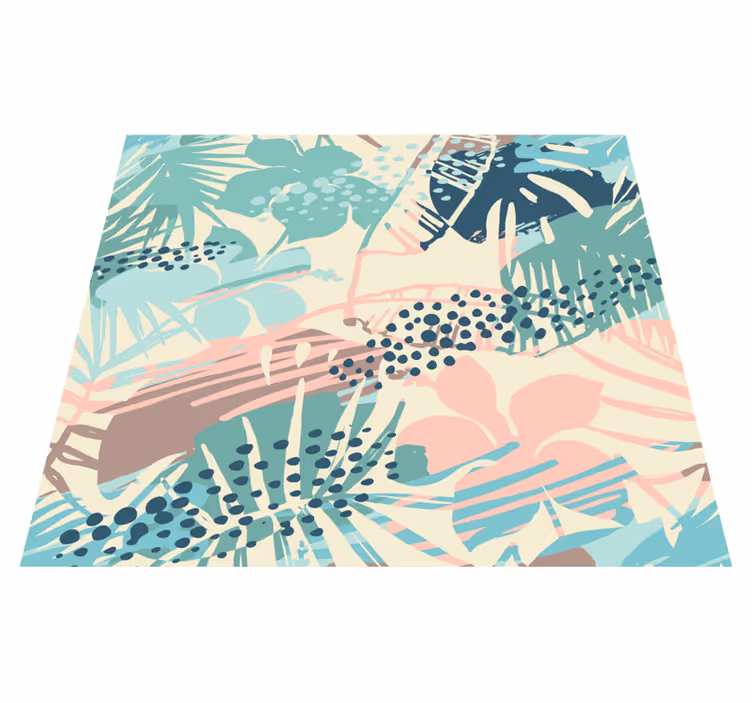 Vinyl teppich natur mit tropischem blumenmuster - TenStickers
