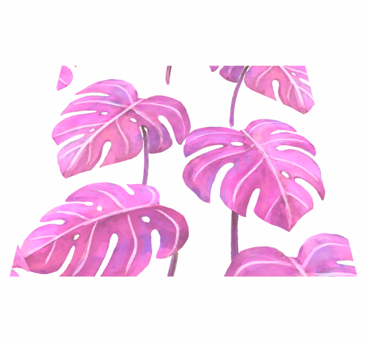 Vinyl teppich natur mit pink bemalter monstera - TenStickers
