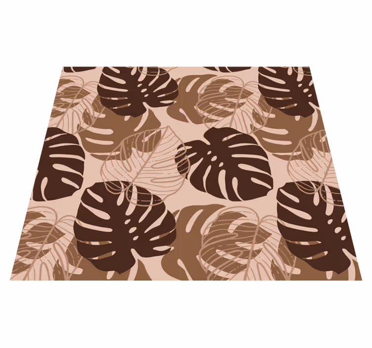 Vinyl teppich natur in braun mit monstera deliciosa - TenStickers
