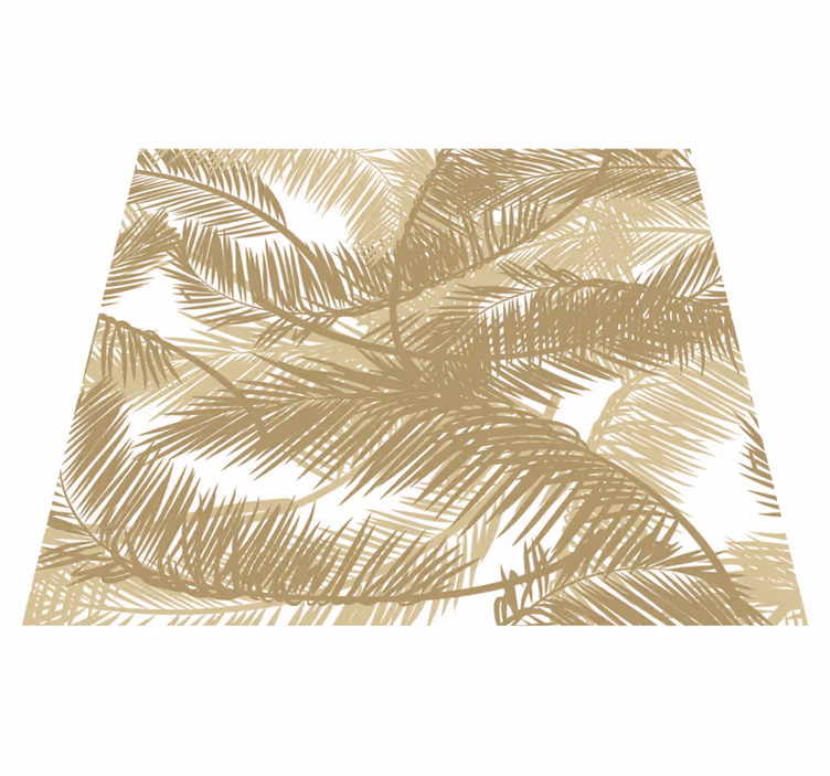 Vinyl teppich natur mit goldenen palmenmotiven - TenStickers