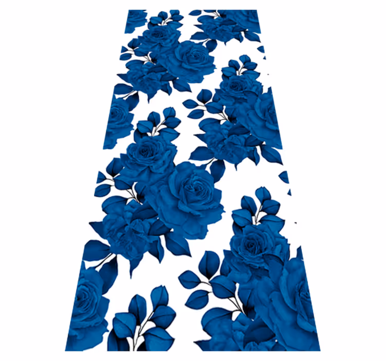 Vinyl teppich natur „neue nostalgie“ blaue blumen - TenStickers
