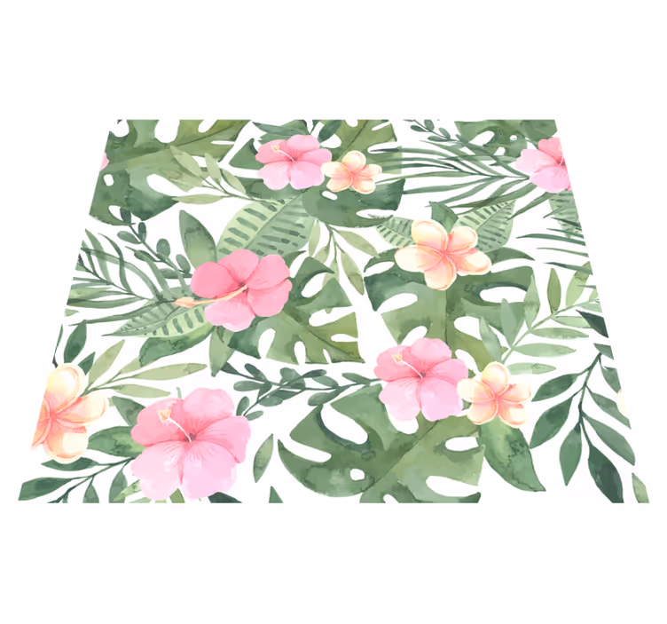 Vinyl teppich natur mit floralem tropischen muster - TenStickers