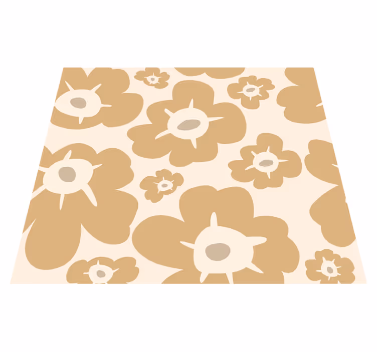 Vinyl teppich natur in beige mit mohnblumen - TenStickers