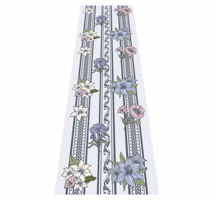 Vinyl teppich vintage mit floralen streifenmuster - TenStickers