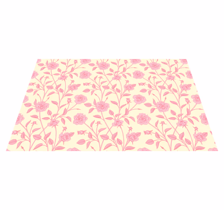 Vinyl teppich vintage kleine rosen auf rosa hintergrund - TenStickers