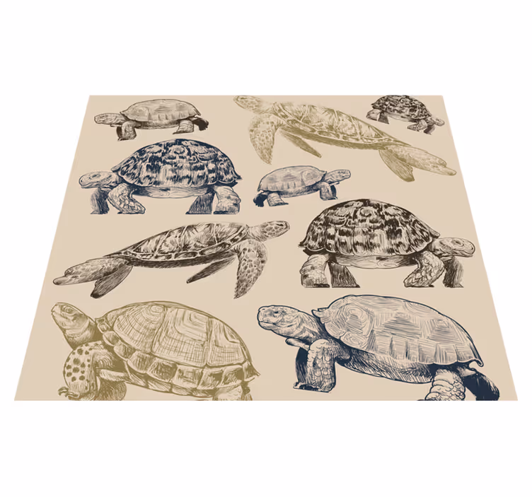 Vinyl teppich tiere schildkröten beiger hintergrund - TenStickers