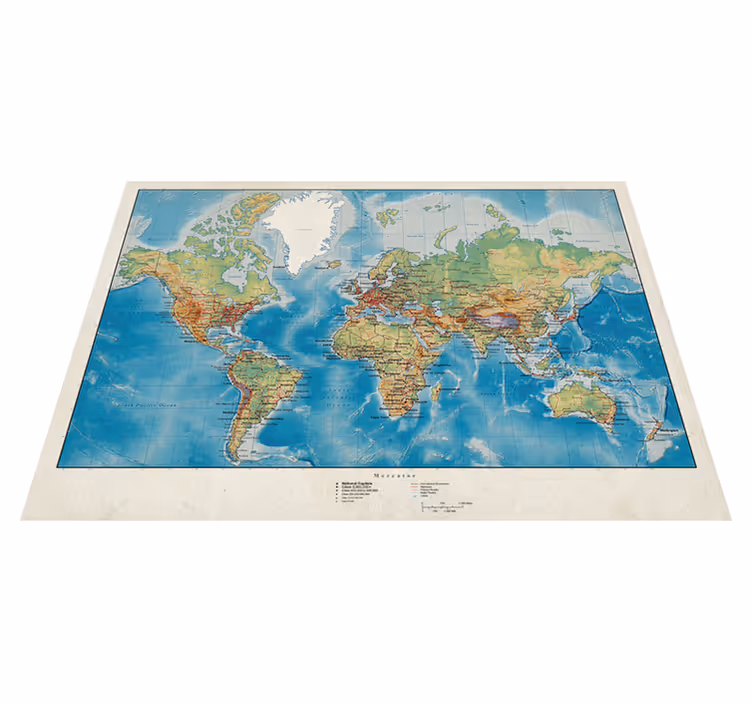 Vinyl teppich weltkarte mercator - TenStickers