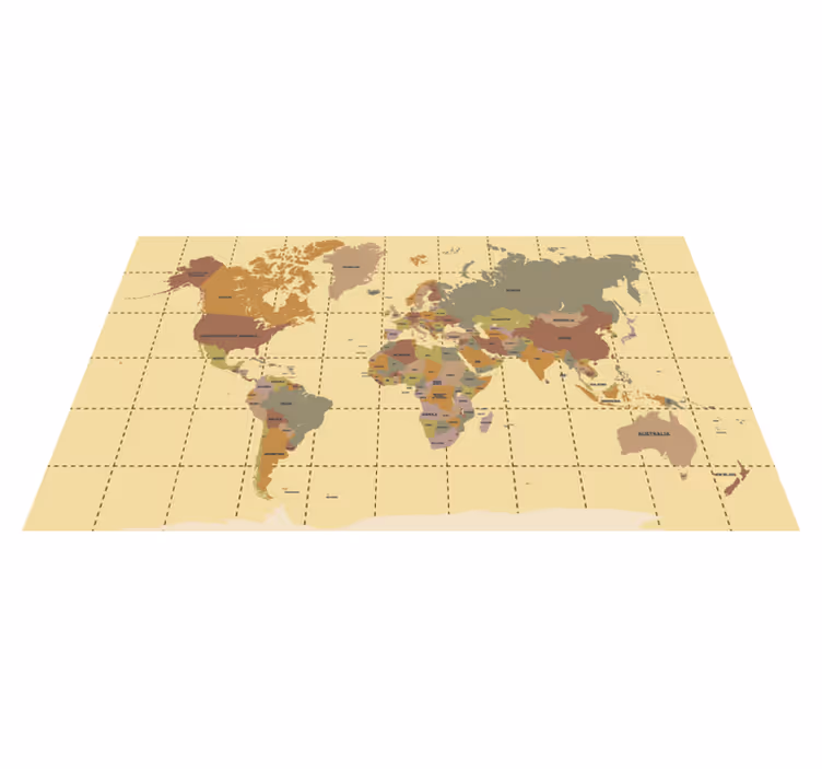 Vinyl teppich weltkarte beige vintage - TenStickers