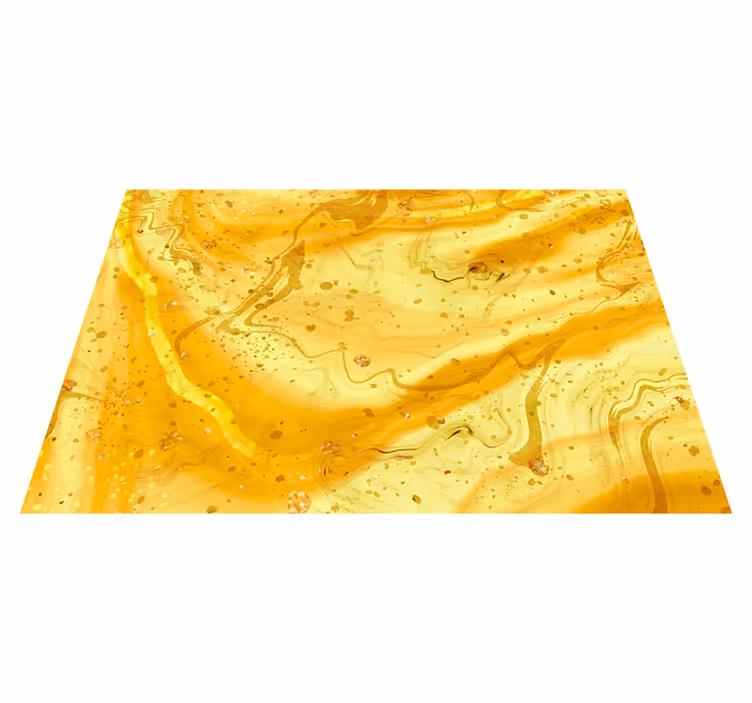 Vinyl teppich textur gelbe flüssigmarmor-goldspritzer - TenStickers