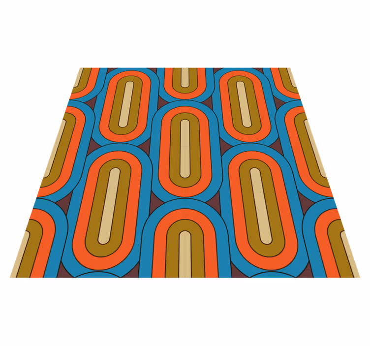 Vinyl teppich vintage retro runder blauer teppich - TenStickers
