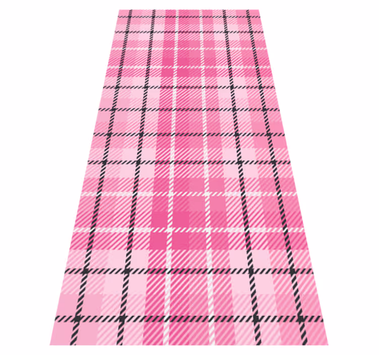 Vinyl teppich vintage in pink schwarz karomuster - TenStickers