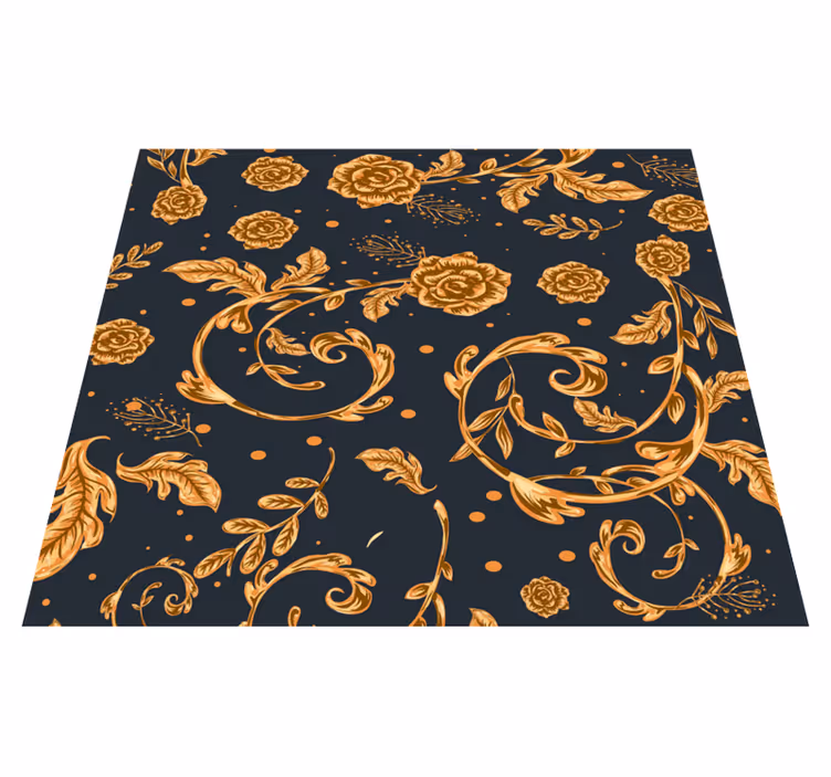 Vinyl teppich vintage mit goldenem blattmuster - TenStickers