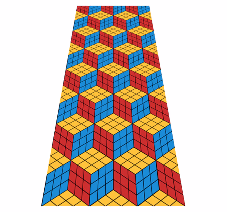Vinyl teppich vintage im rubik's cube design - TenStickers