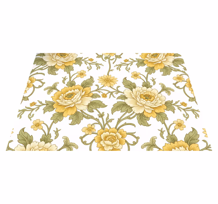 Vinyl teppich vintage mit gelben blumenmuster - TenStickers
