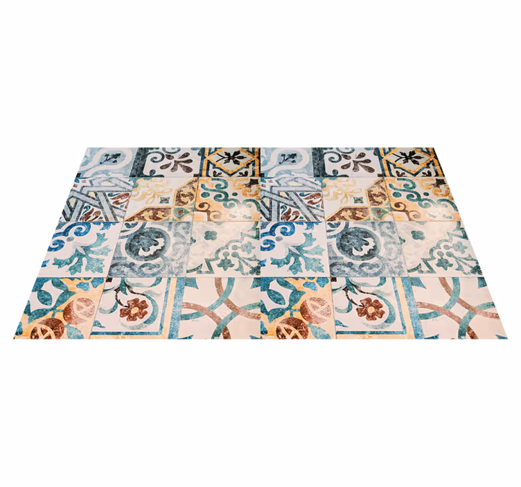 Vinyl teppich vintage im retro-mosaikmuster - TenStickers